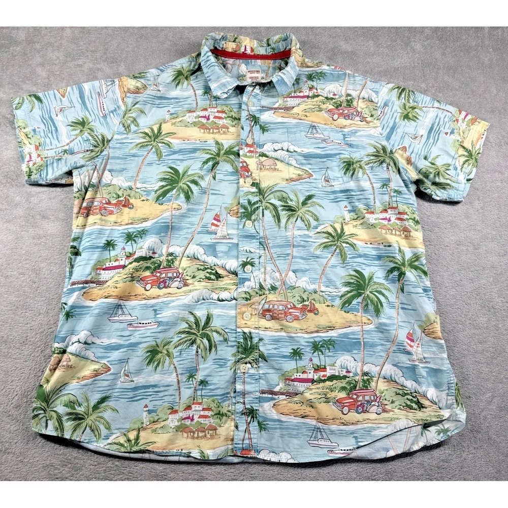 Mossimo Supply Co Men's Athletic-Fit Island Print Button-Up Shirt Multicolor XXL